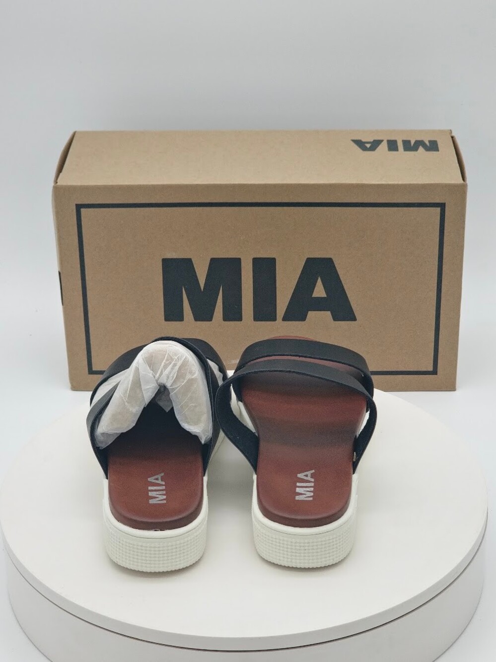 MIA Saige Black Double Strap Platform Slide Sandals Women’s Size 7 - Picture 4 of 11